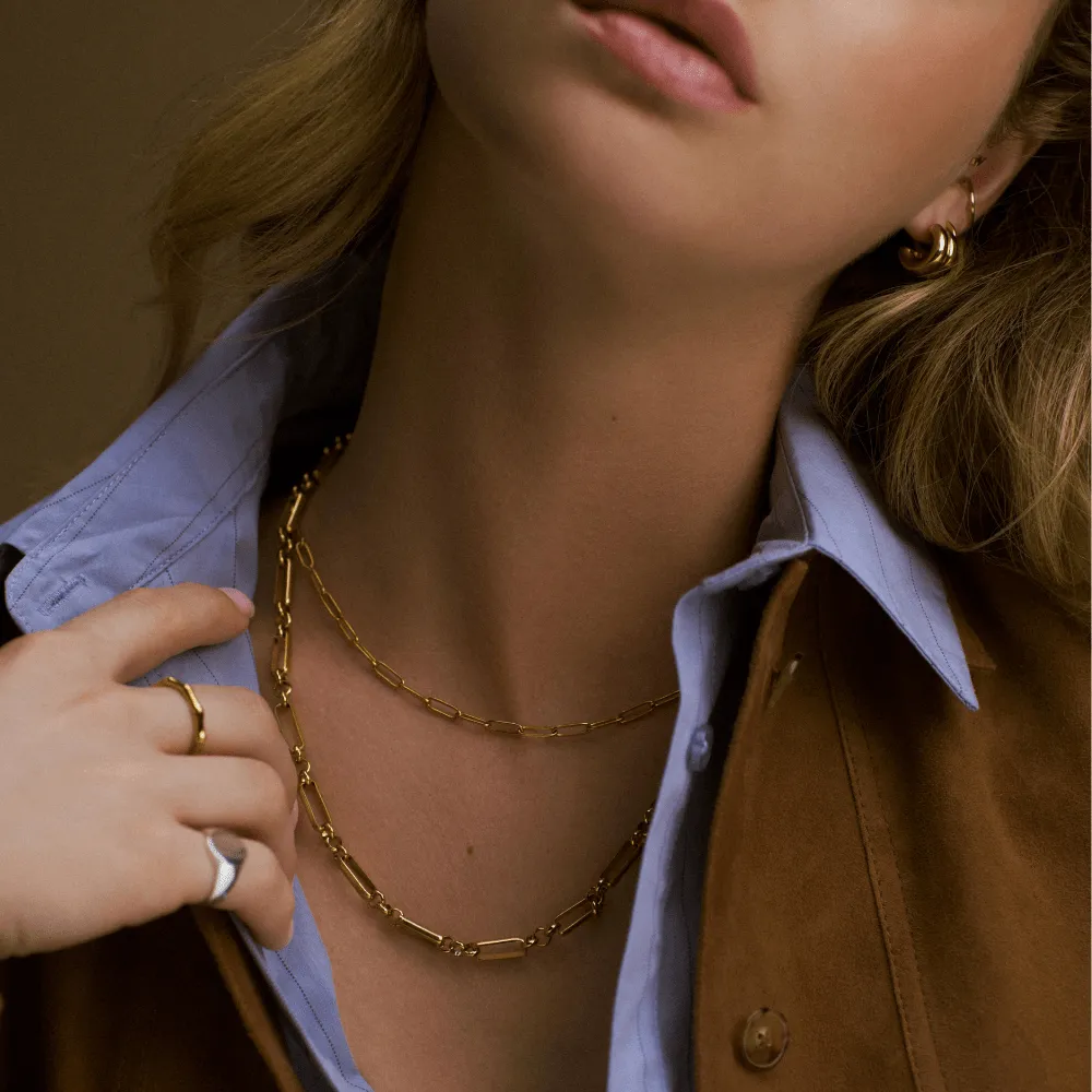 Orelia LUXE Rectangular halskæde guld