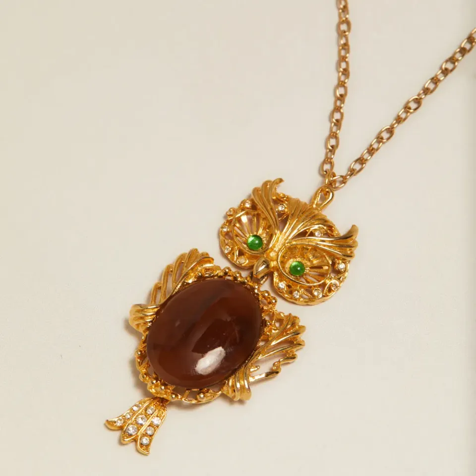 Orelia Vintage Tiger's Eye Owl halskæde tigerøje ugle