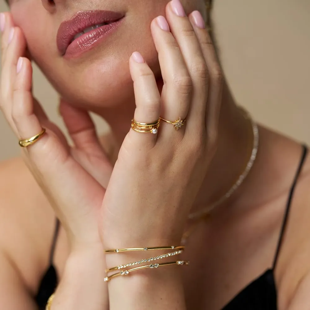 Orelia Mixed Crystal Stretch armbåndssæt forgyldt 3-pak