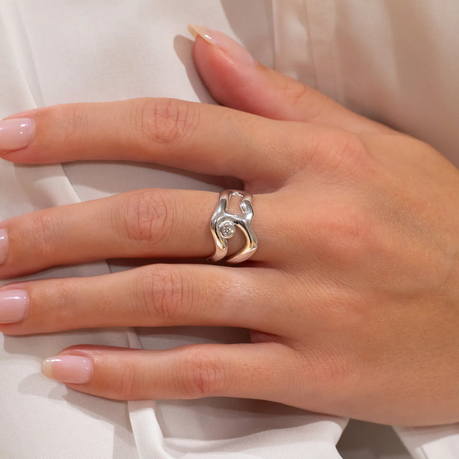 Sisi Copenhagen Astra Crystal sølvring 52 klar zirkon