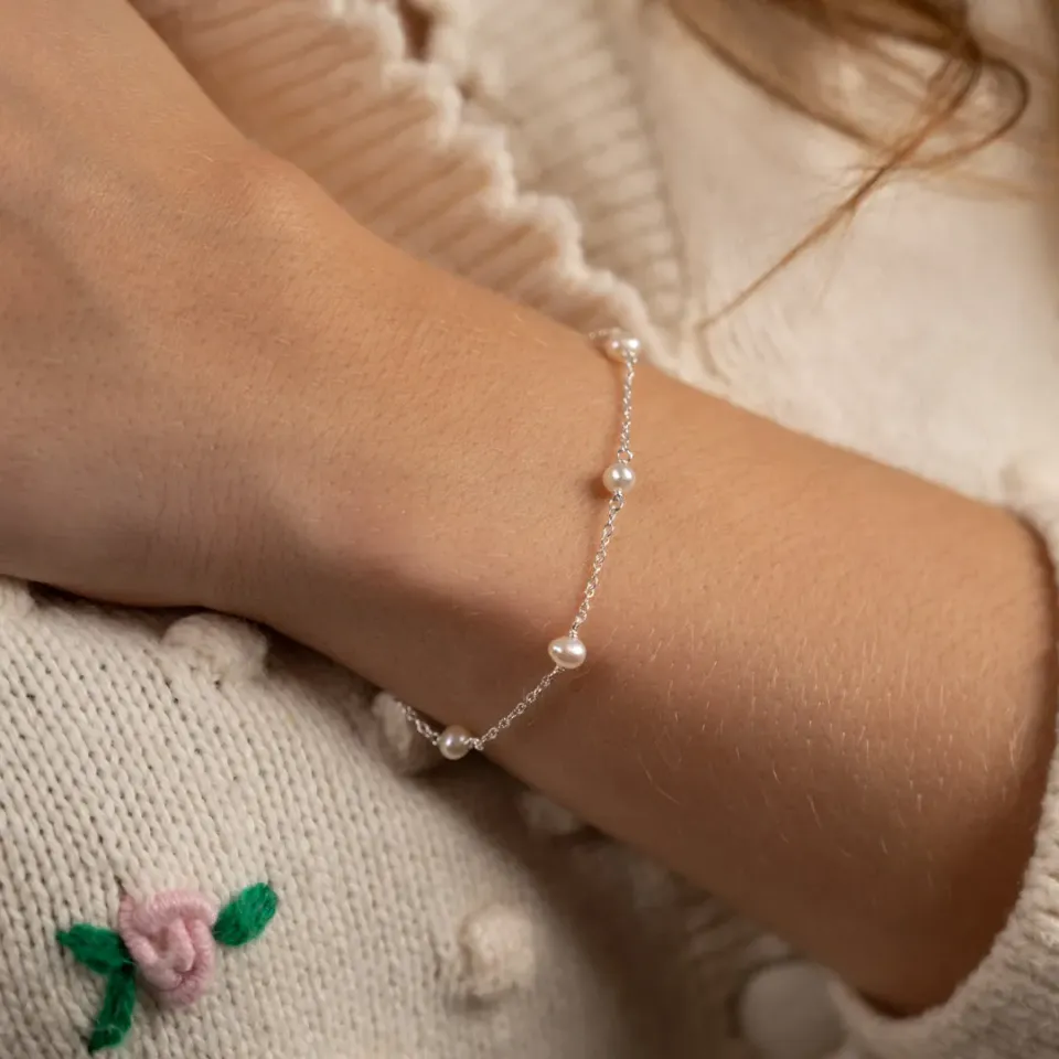 Sisi Copenhagen Erica Pearl sølv armbånd ferskvandsperler 16+4 cm