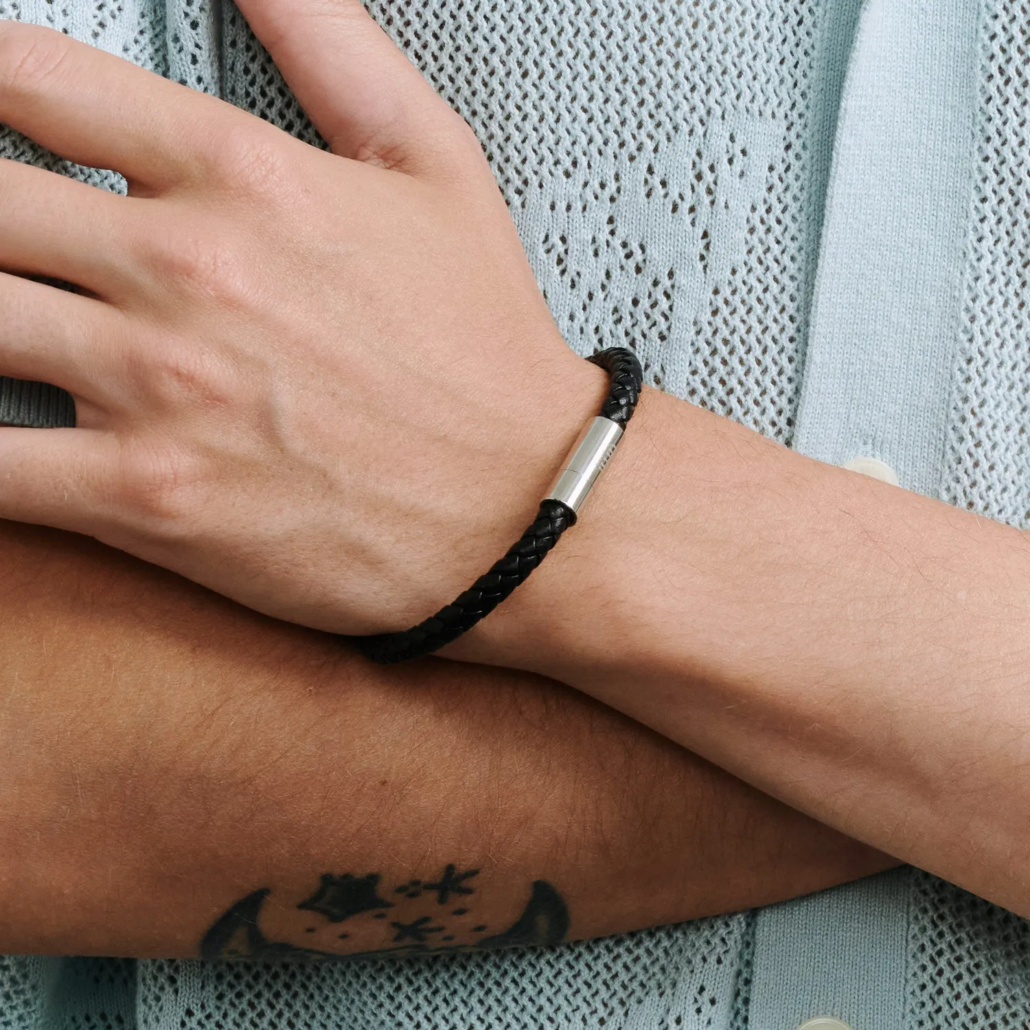 TIMI OF SWEDEN Oliver læderarmbånd rustfrit stål 21,5 cm