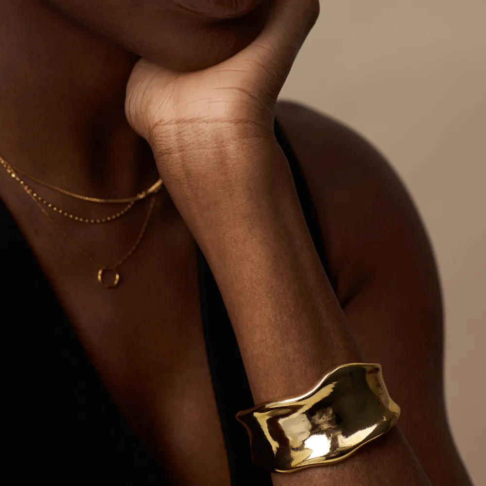 Orelia Organic Molten cuff armbånd forgyldt chunky