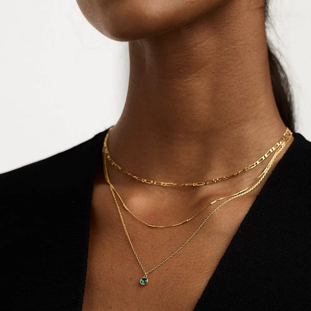 Orelia Emerald 3-Row halskæde guld grøn 3 stk