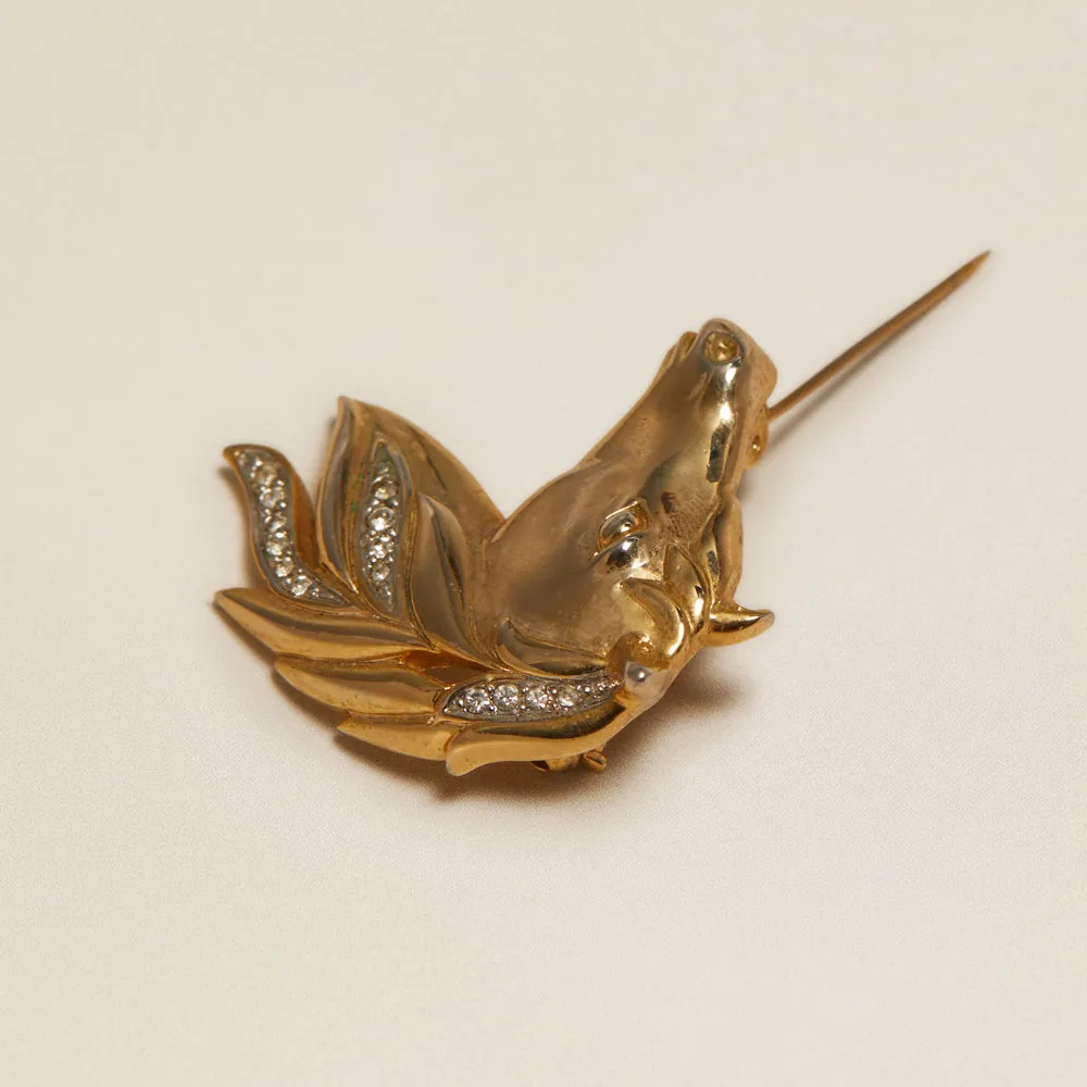 Orelia Vintage Crystal Horse broche guld med krystal