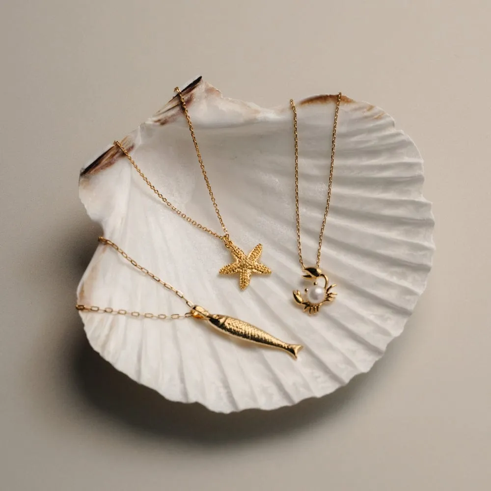 Orelia Textured Starfish halskæde forgyldt guld