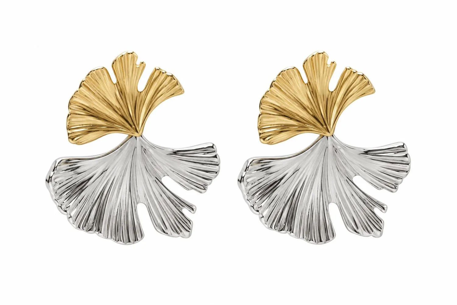 Wos May mini duo øreringe guld sølv 3,5 cm