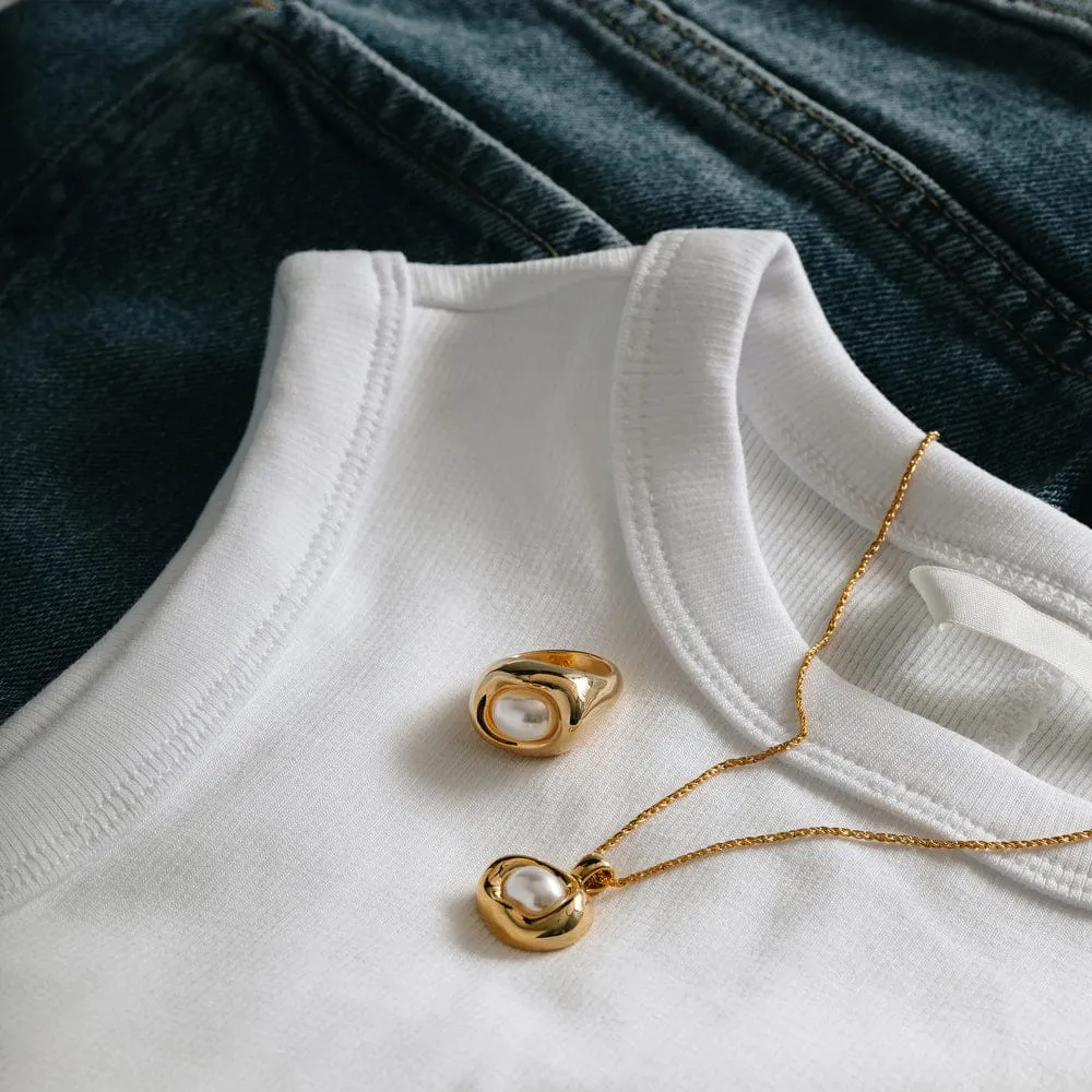 Orelia Statement Molten Pearl halskæde guld perle