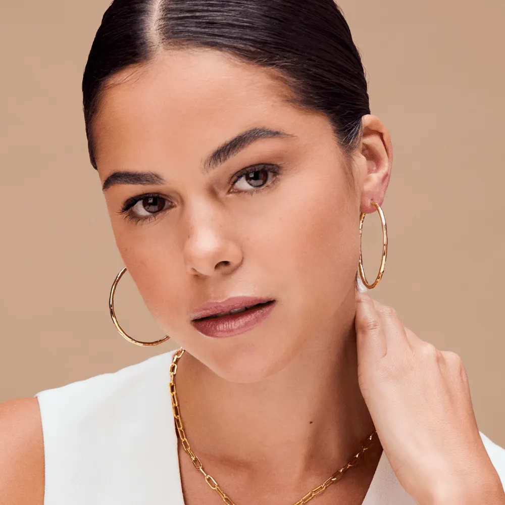 Orelia Polished Molten Large Hoop øreringe guld