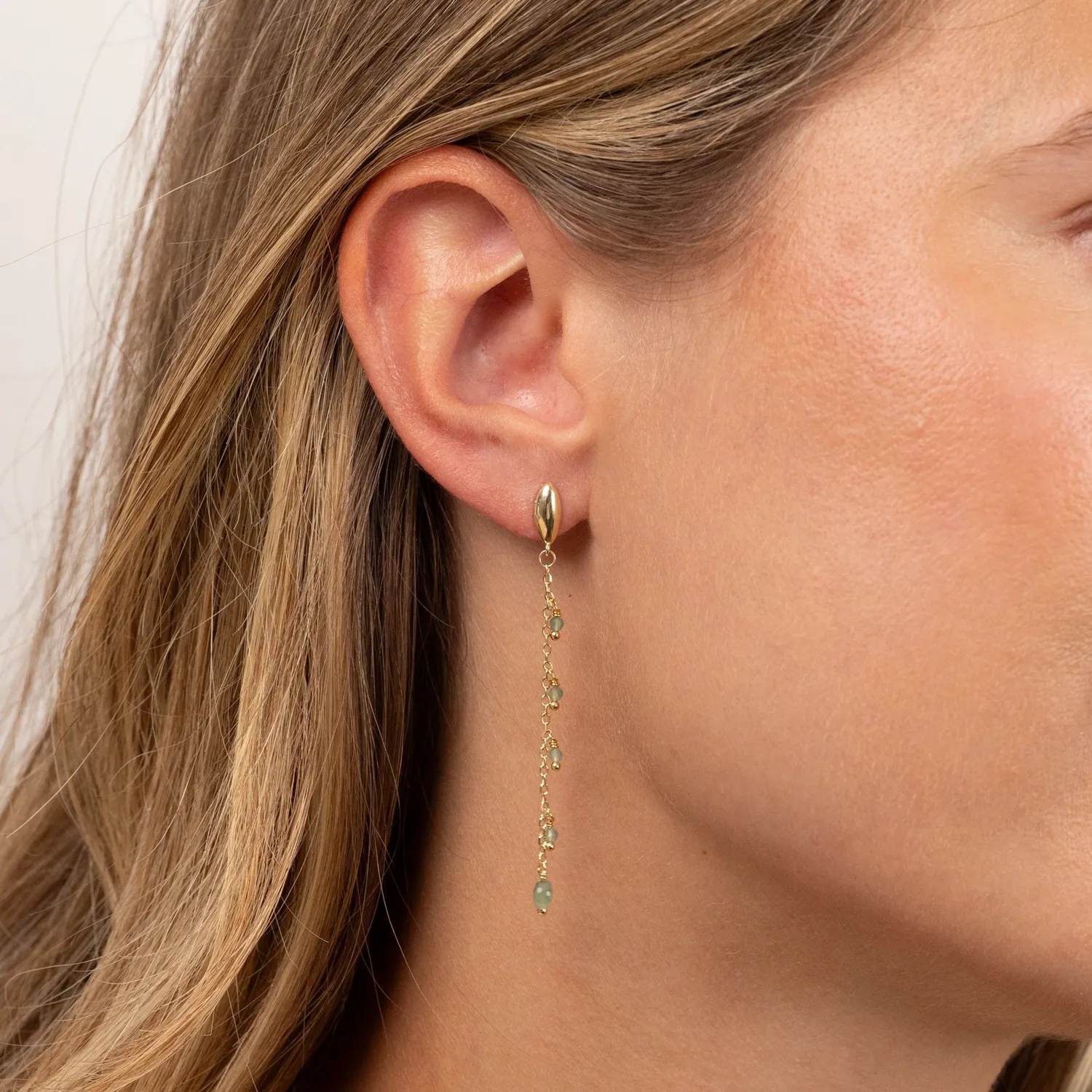 Sisi Copenhagen Sienna Green Aventurine øreringe forgyldt