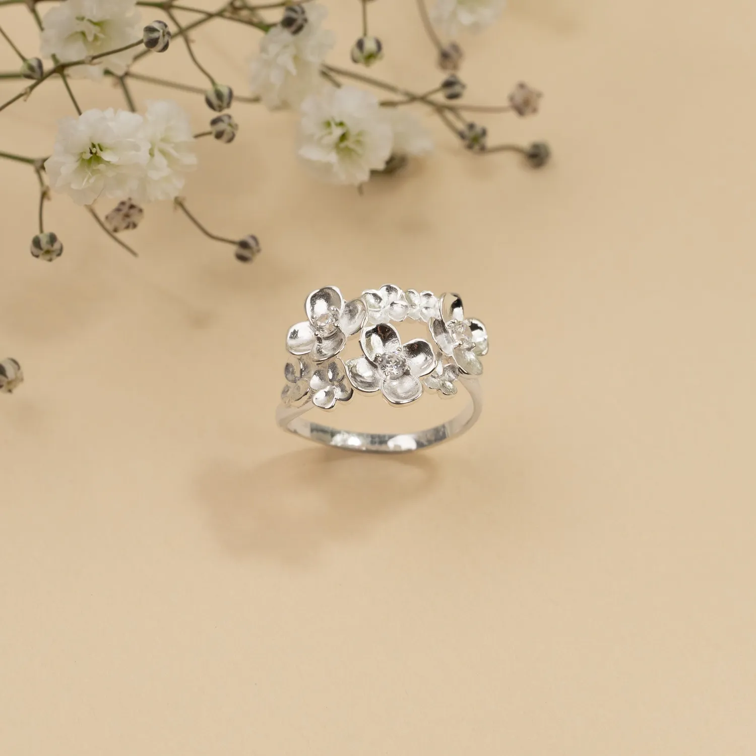 Sisi Copenhagen Flora Crystal ring zirkonia blomster