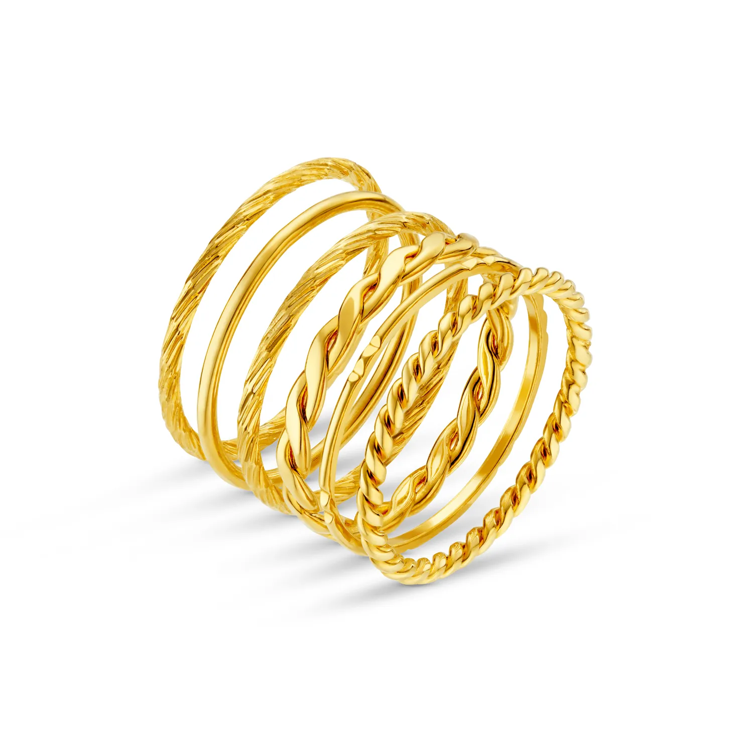 Orelia Multi Stack ringsæt guld 6 stk S/M