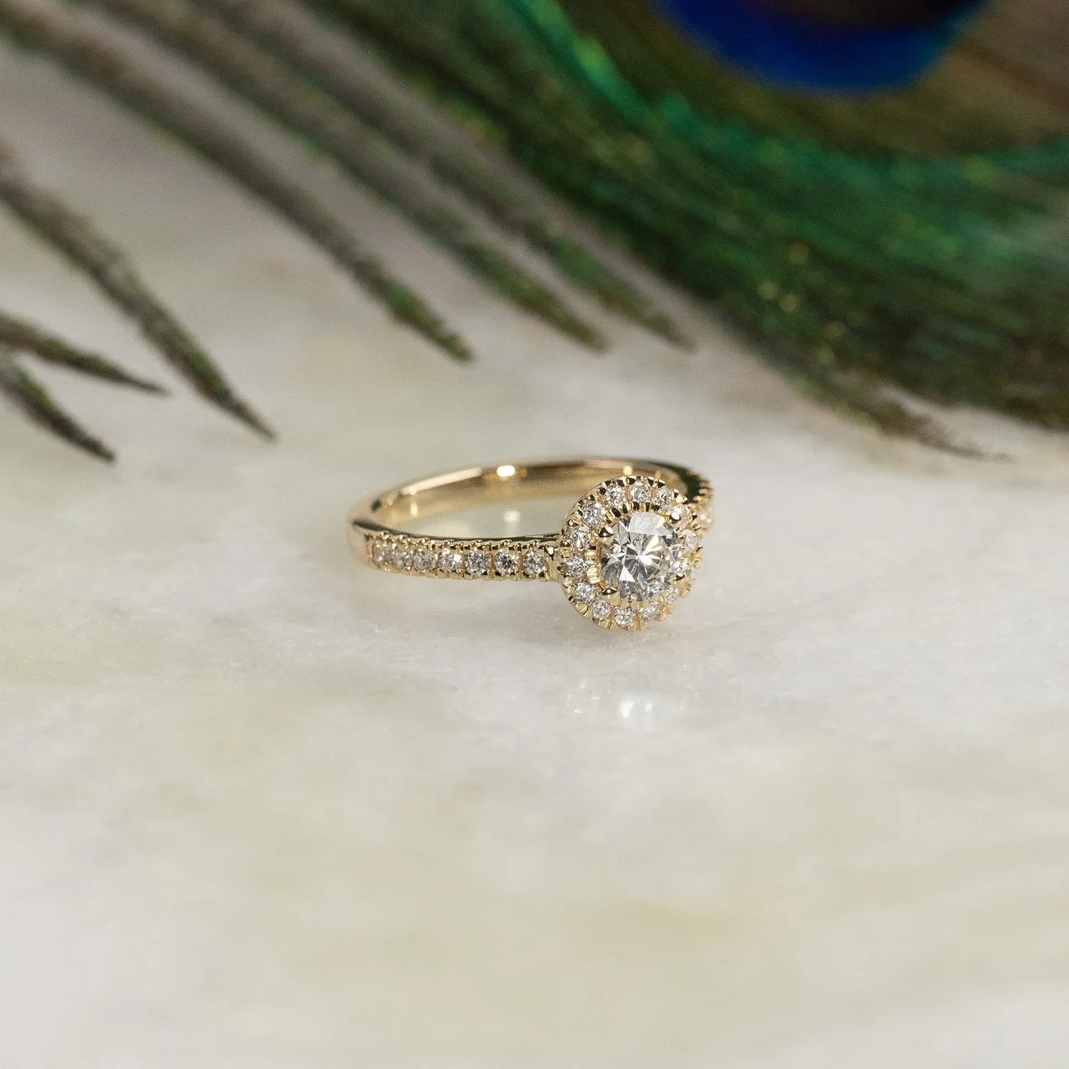 Sisi Copenhagen Round Halo Alliance lab-diamantring 14 kt hvidguld 0,85 ct