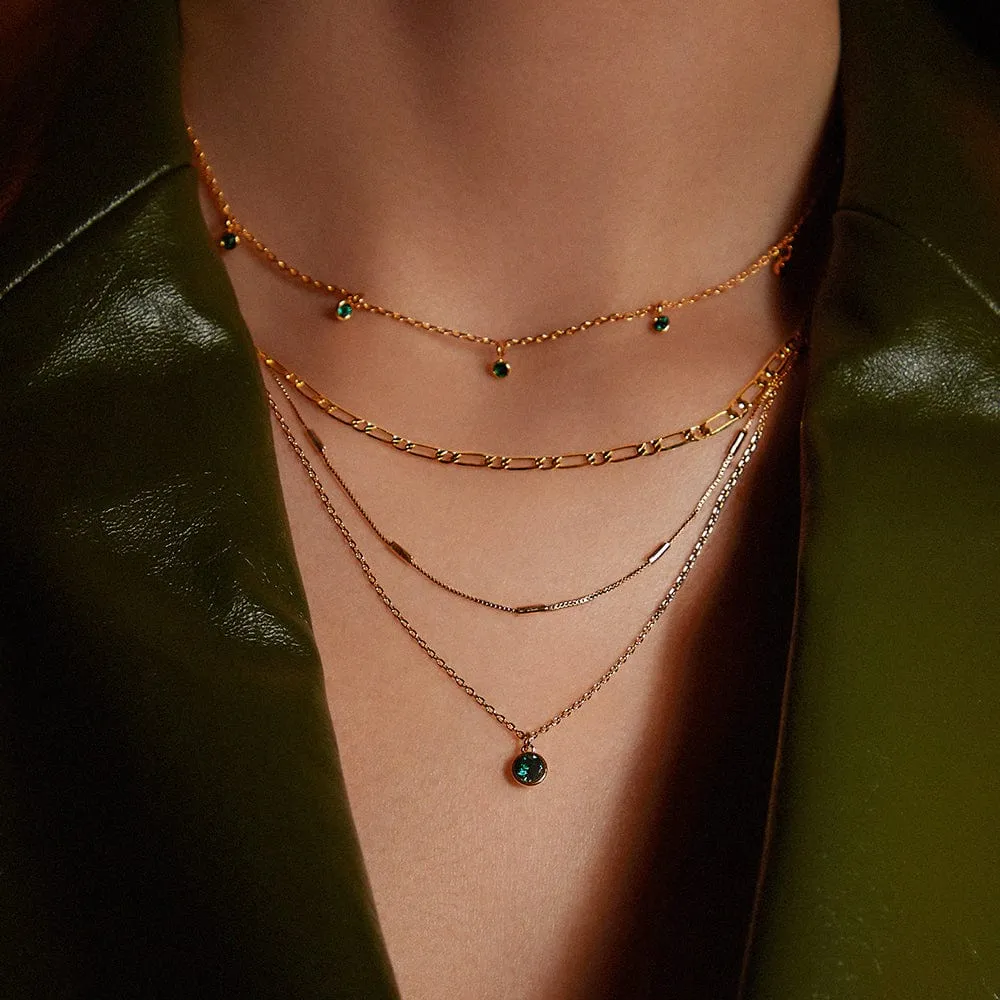 Orelia Emerald Swarovski halskæde guld grøn krystal