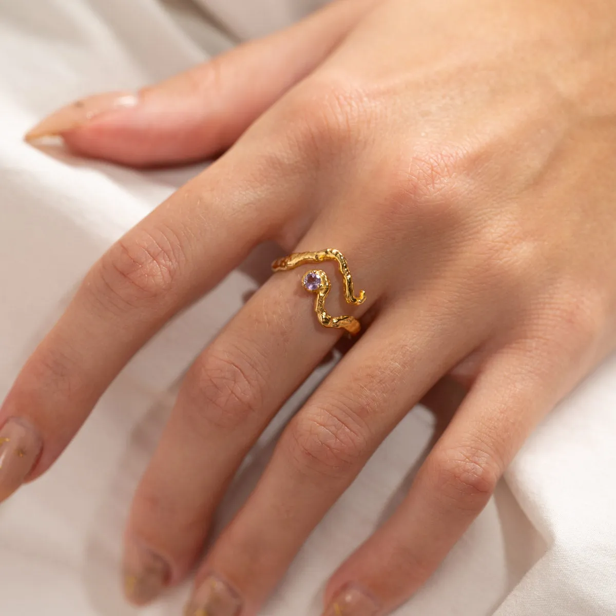 Sisi Copenhagen Emilia ring str 52 forgyldt lilla ametyst