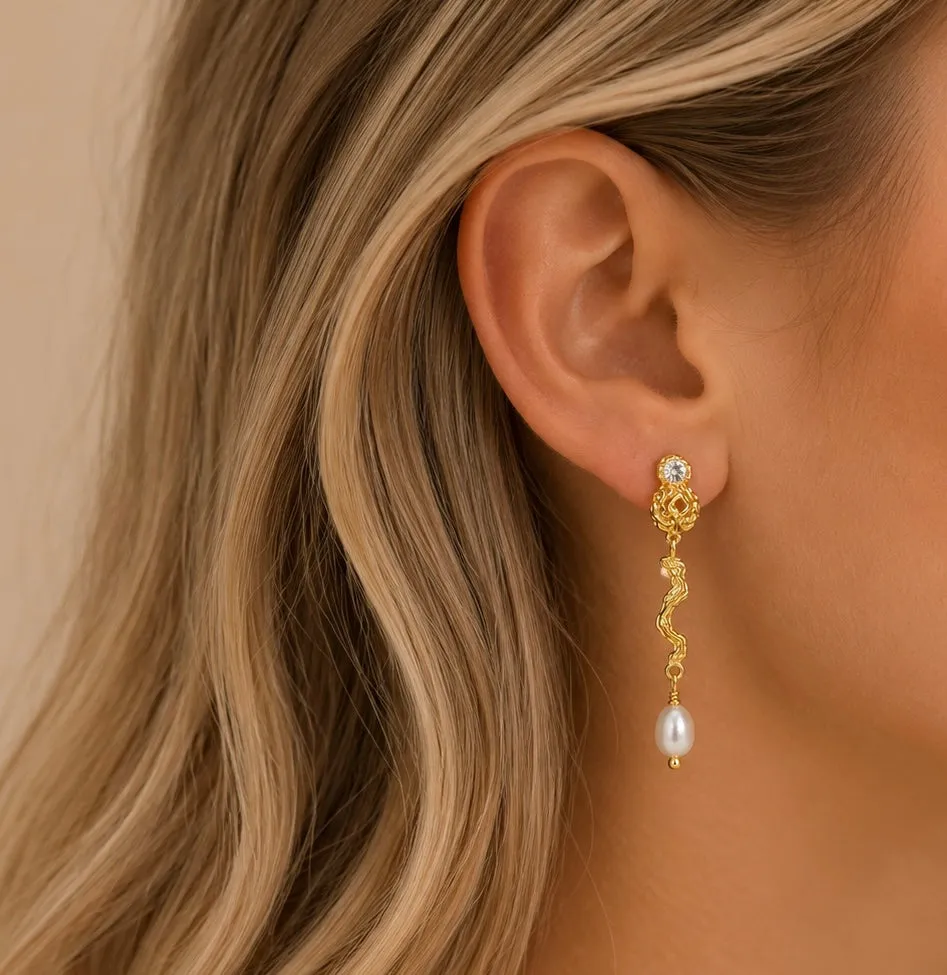 Lulo Jewelry Estelle ørering forgyldt enkelt med natursten