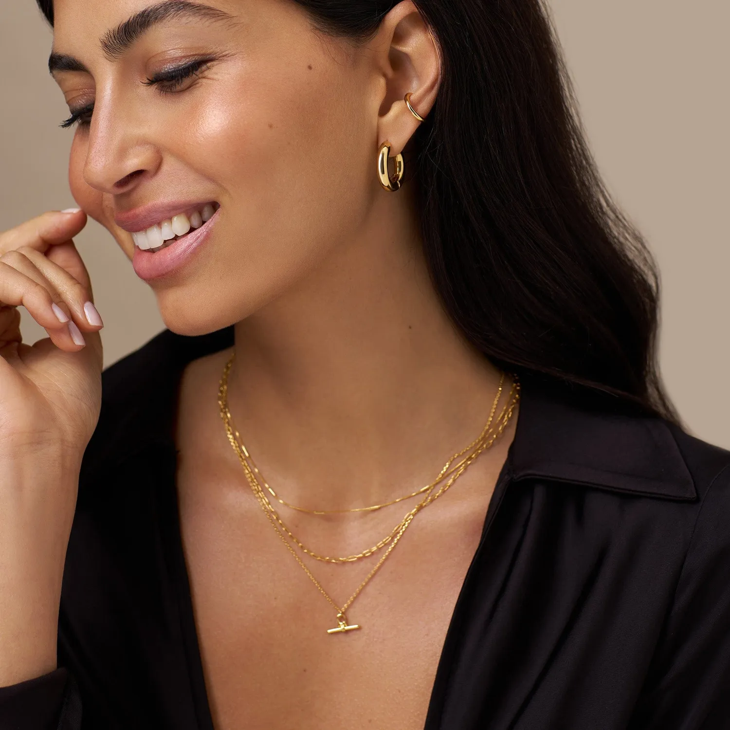 Orelia Polished Chubby Mid-Sized Hoop øreringe guld