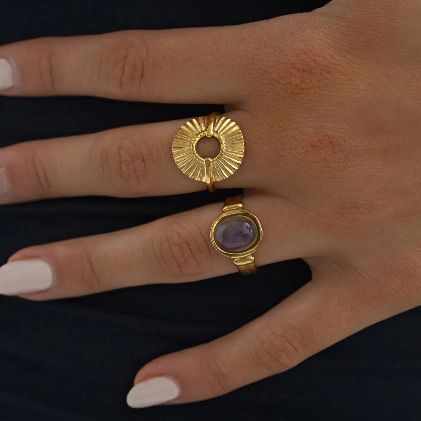 TIMI OF SWEDEN Helene Circle Ray justerbar ring guld