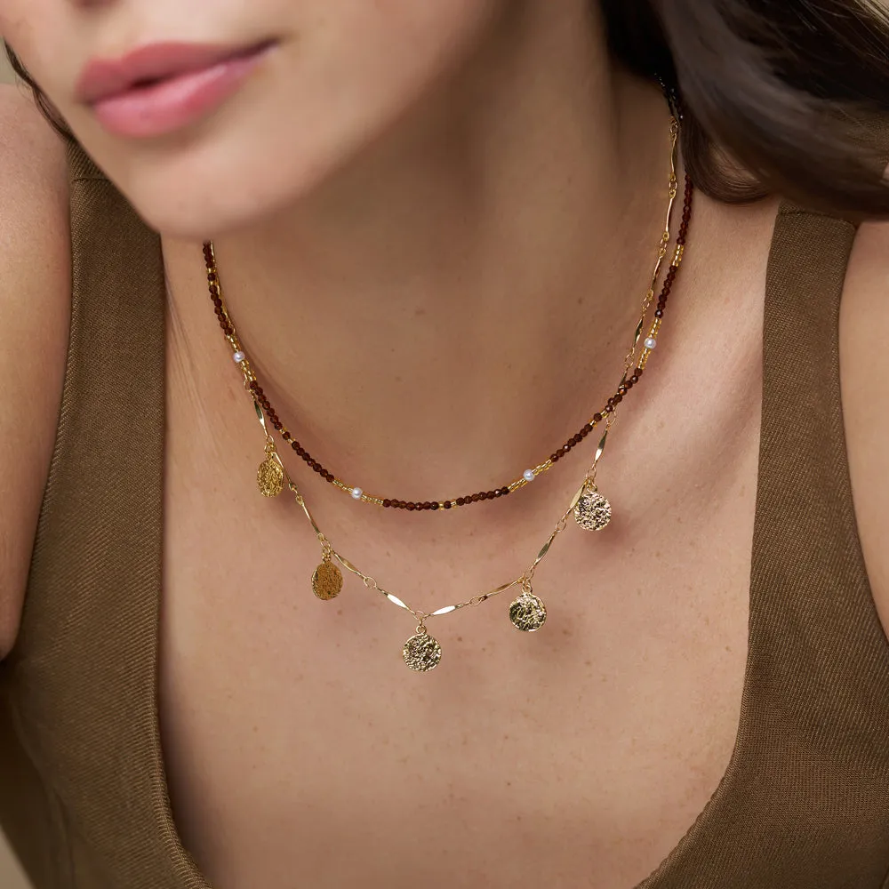 Orelia Fine Sunset Bead & Pearl halskæde guld