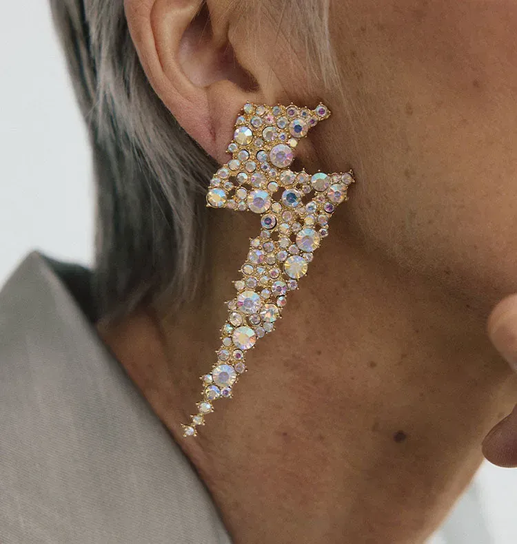 Wos WOS UP Stardust øreringe guld lyn med strass