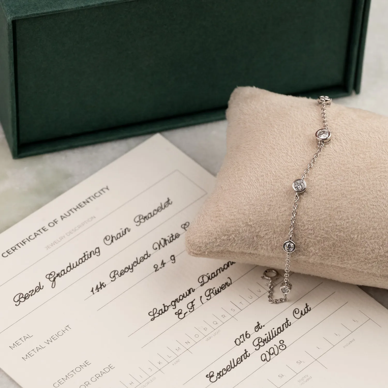 Sisi Copenhagen Graduating Bezel armbånd hvidguld 0,75 ct lab