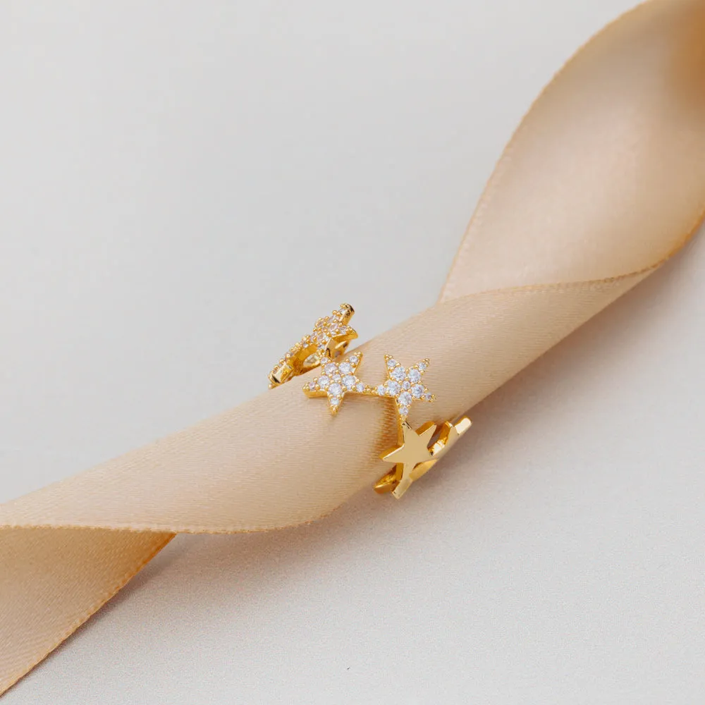 Orelia Statement Pavé Star ring forgyldt S/M