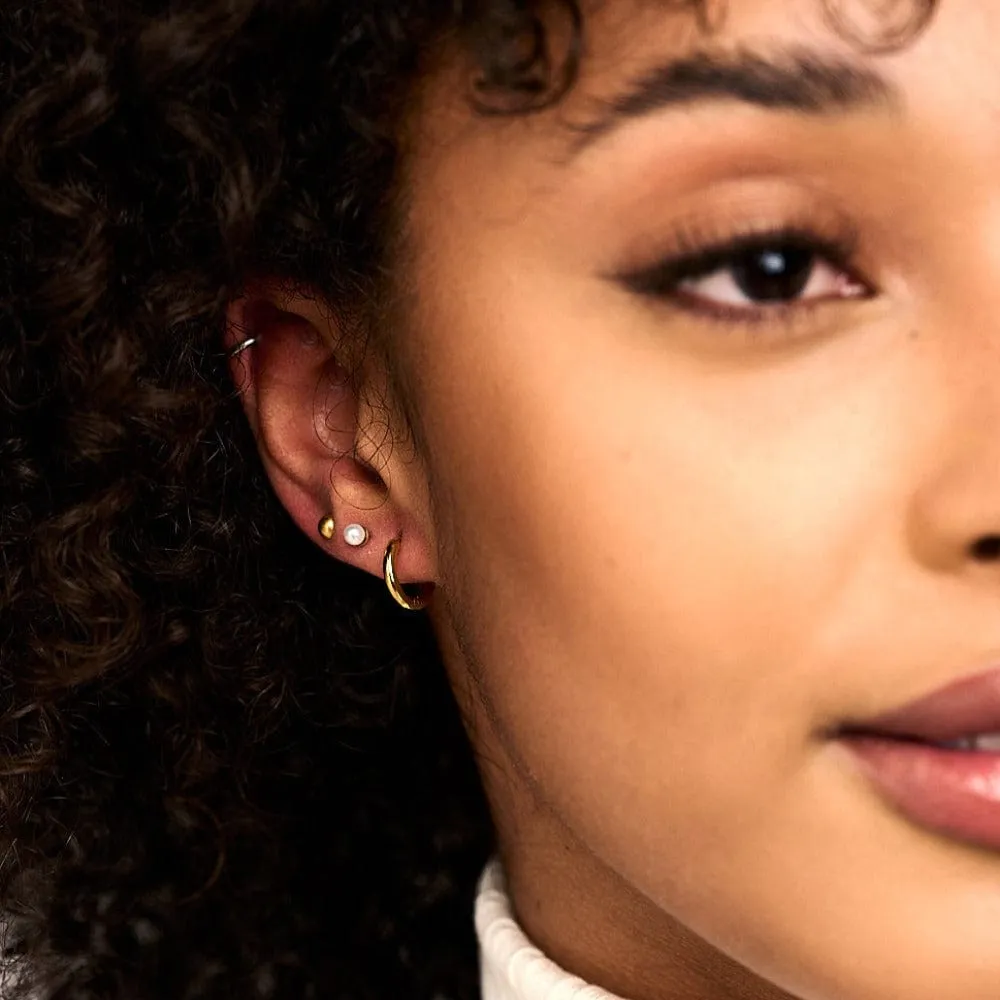 Orelia LUXE Pearl Stud Hoop øreringesæt guld 3-par vandfast