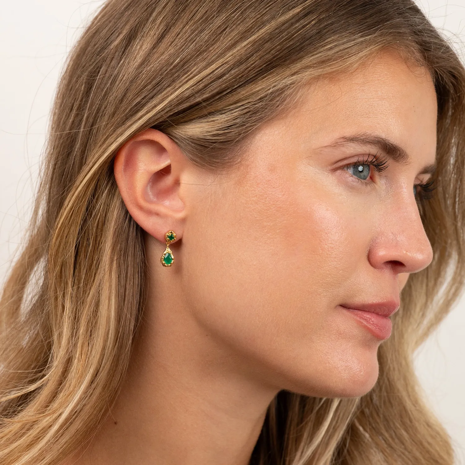 Sisi Copenhagen Emilia Green Agate drop øreringe grøn agat