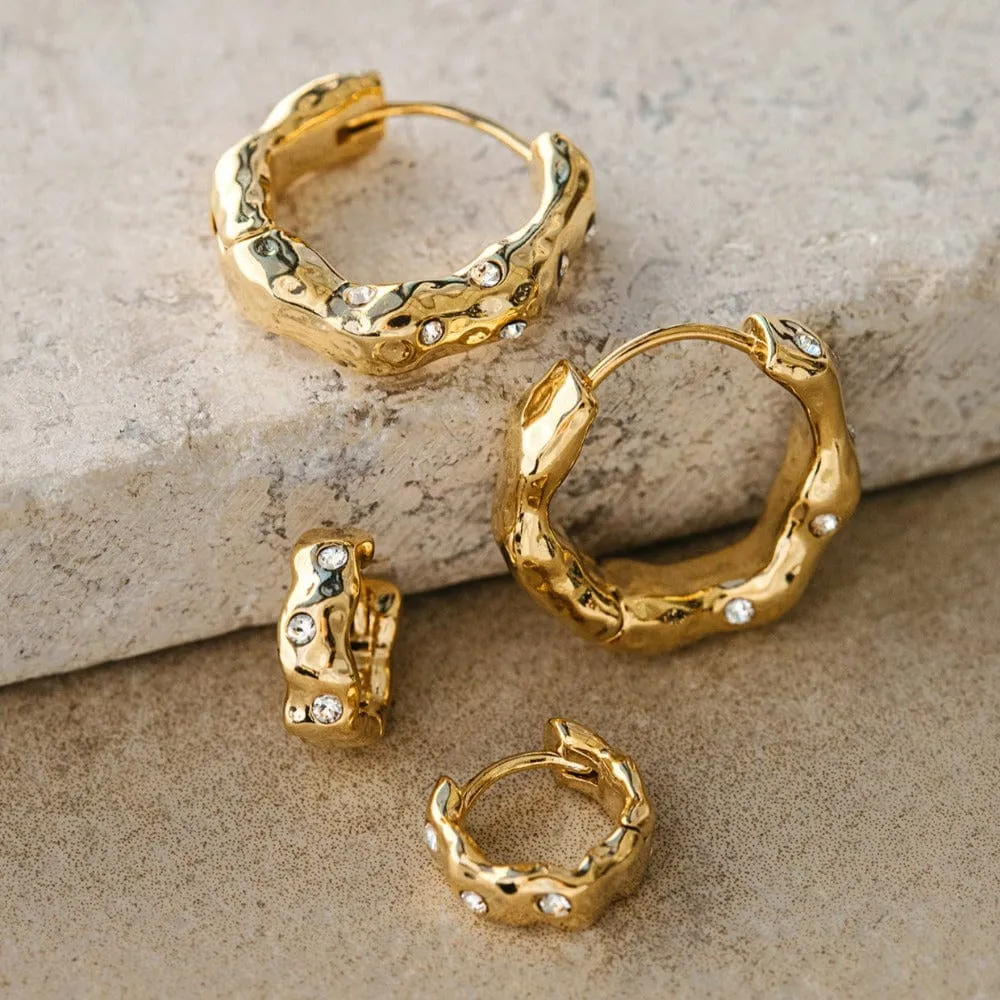 Orelia Molten hoop øreringe guld Swarovski medium