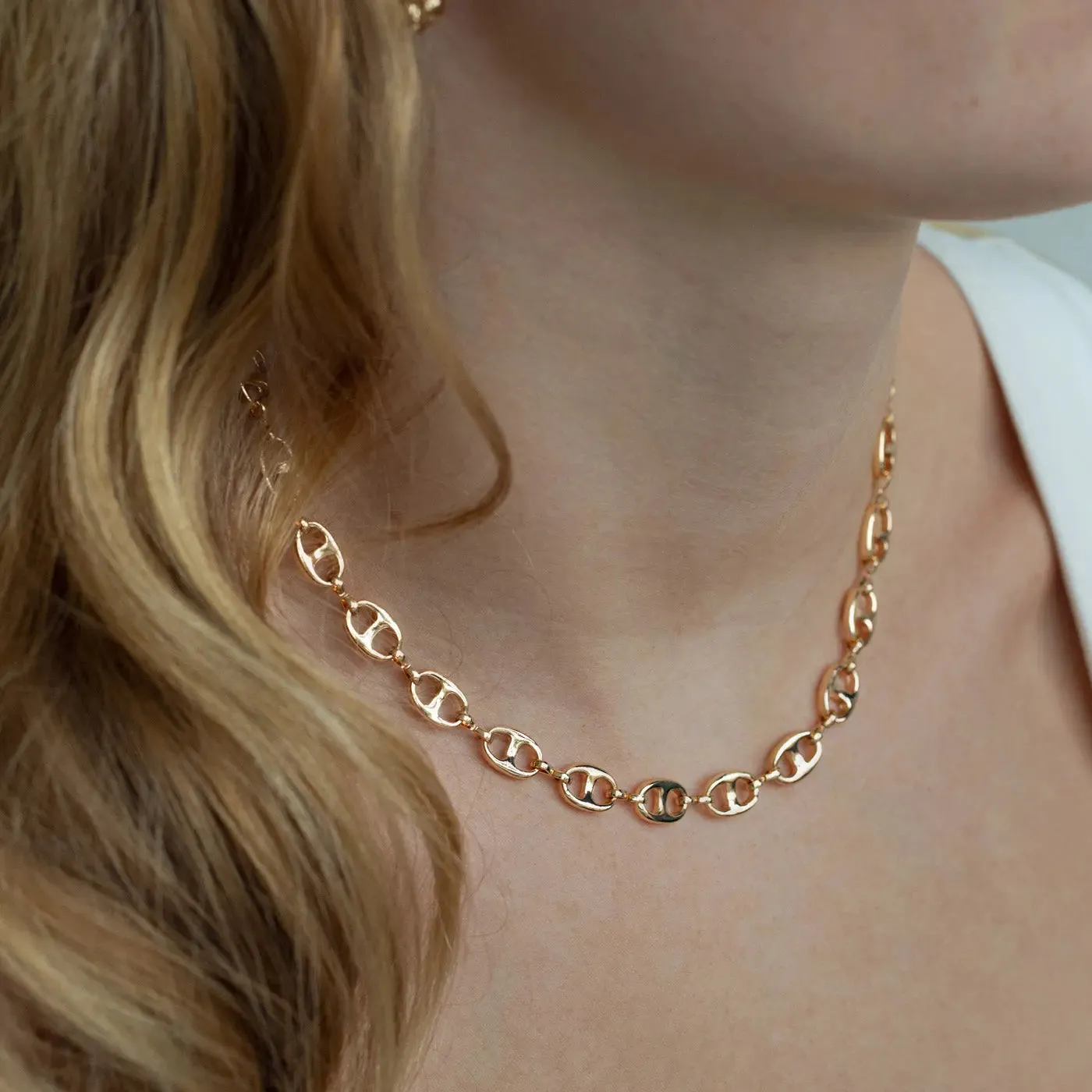Timi of Sweden Link Chain halskæde 42 cm forgyldt kraftig