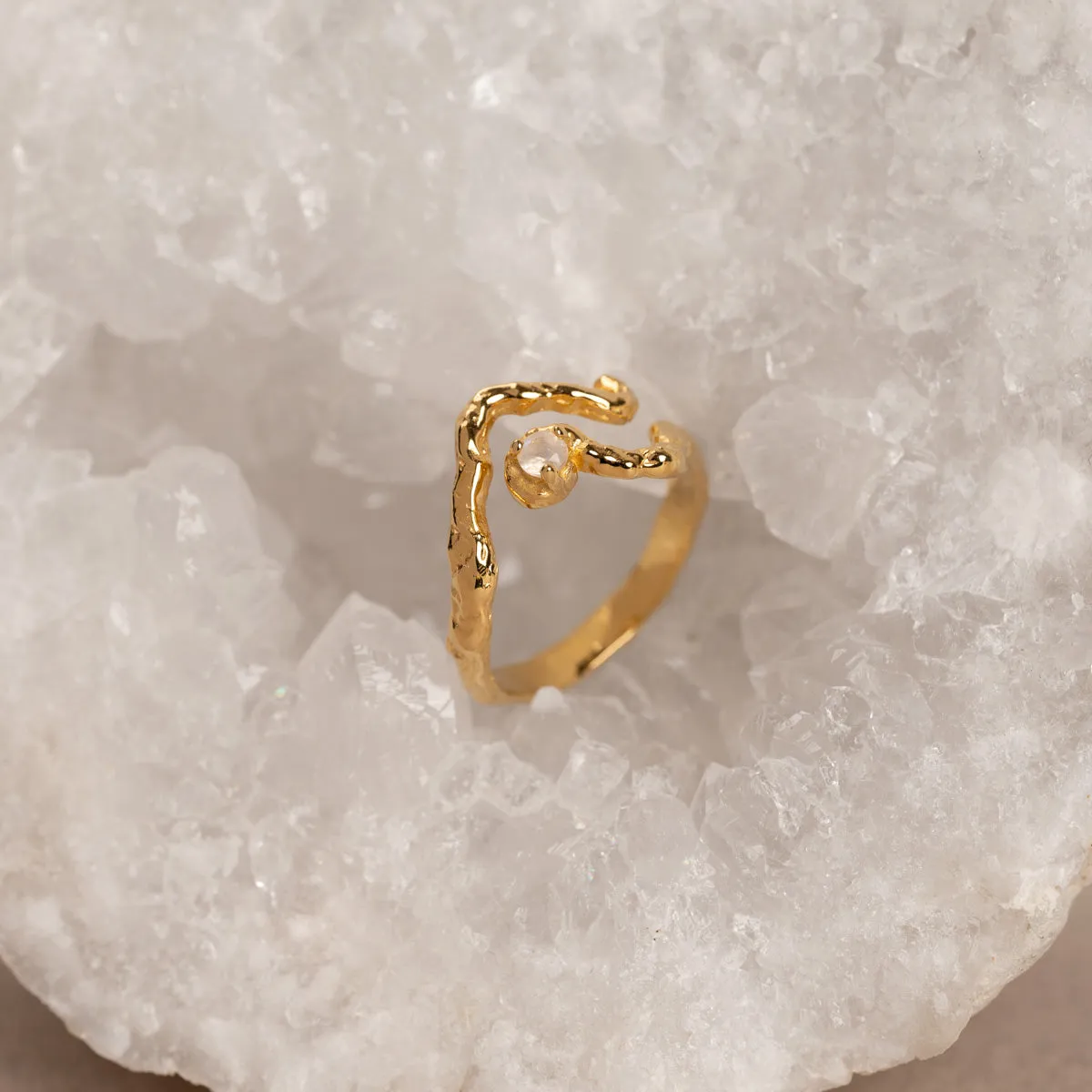 Sisi Copenhagen Emilia Moonstone ring forgyldt månesten
