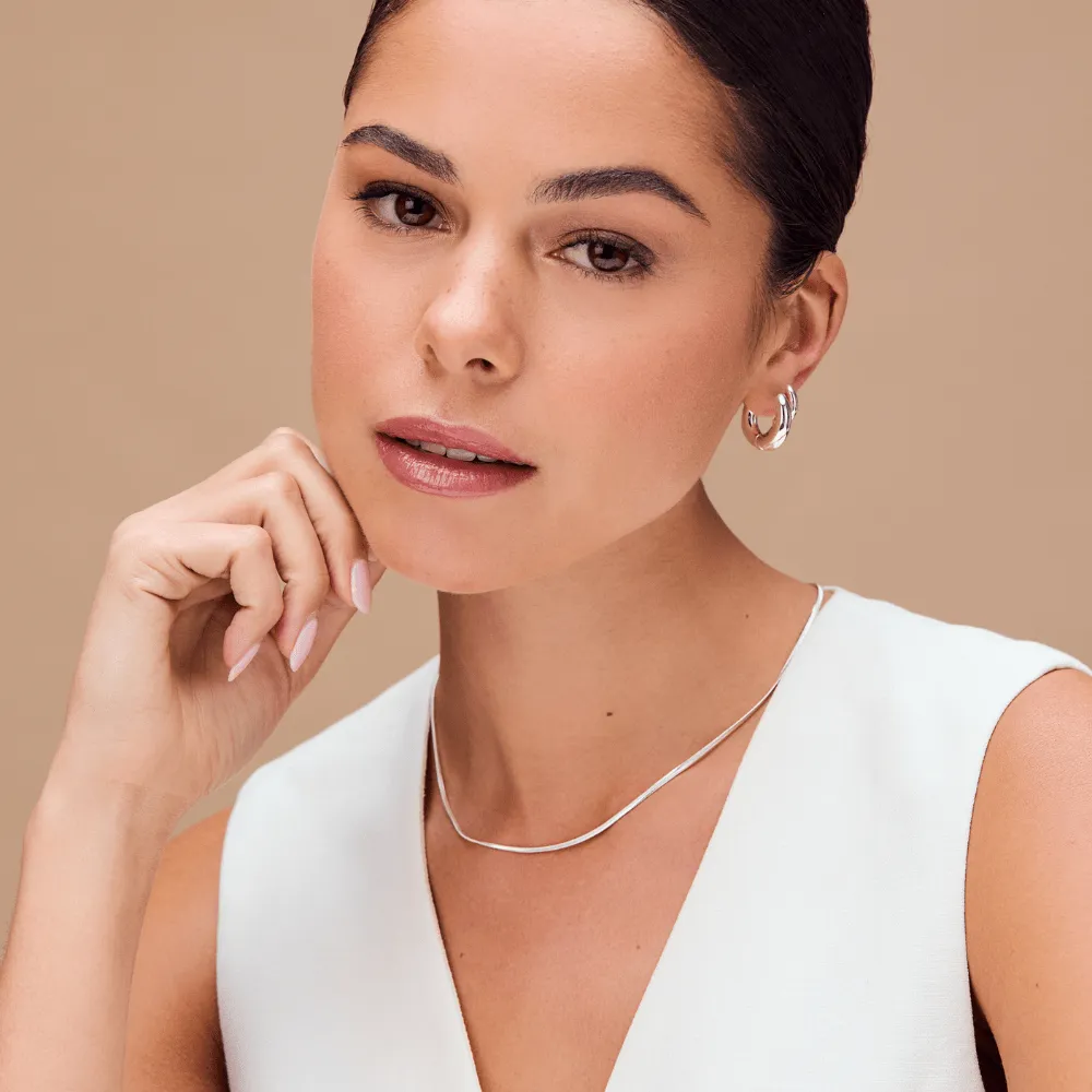 Orelia LUXE Flat Snake Chain halskæde sølv vandtæt