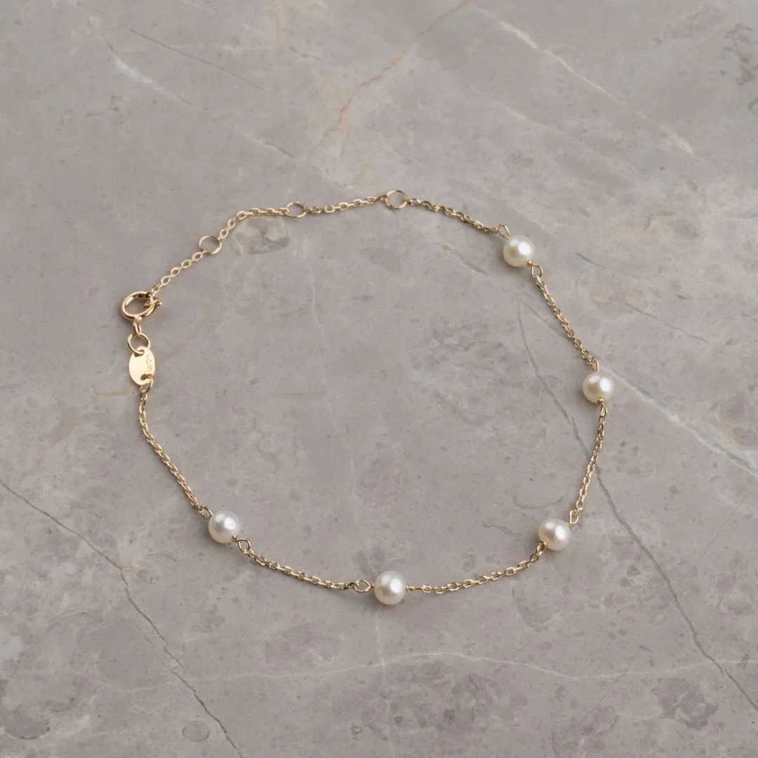 Sisi Copenhagen Erica armbånd massivt guld perler 16-20 cm