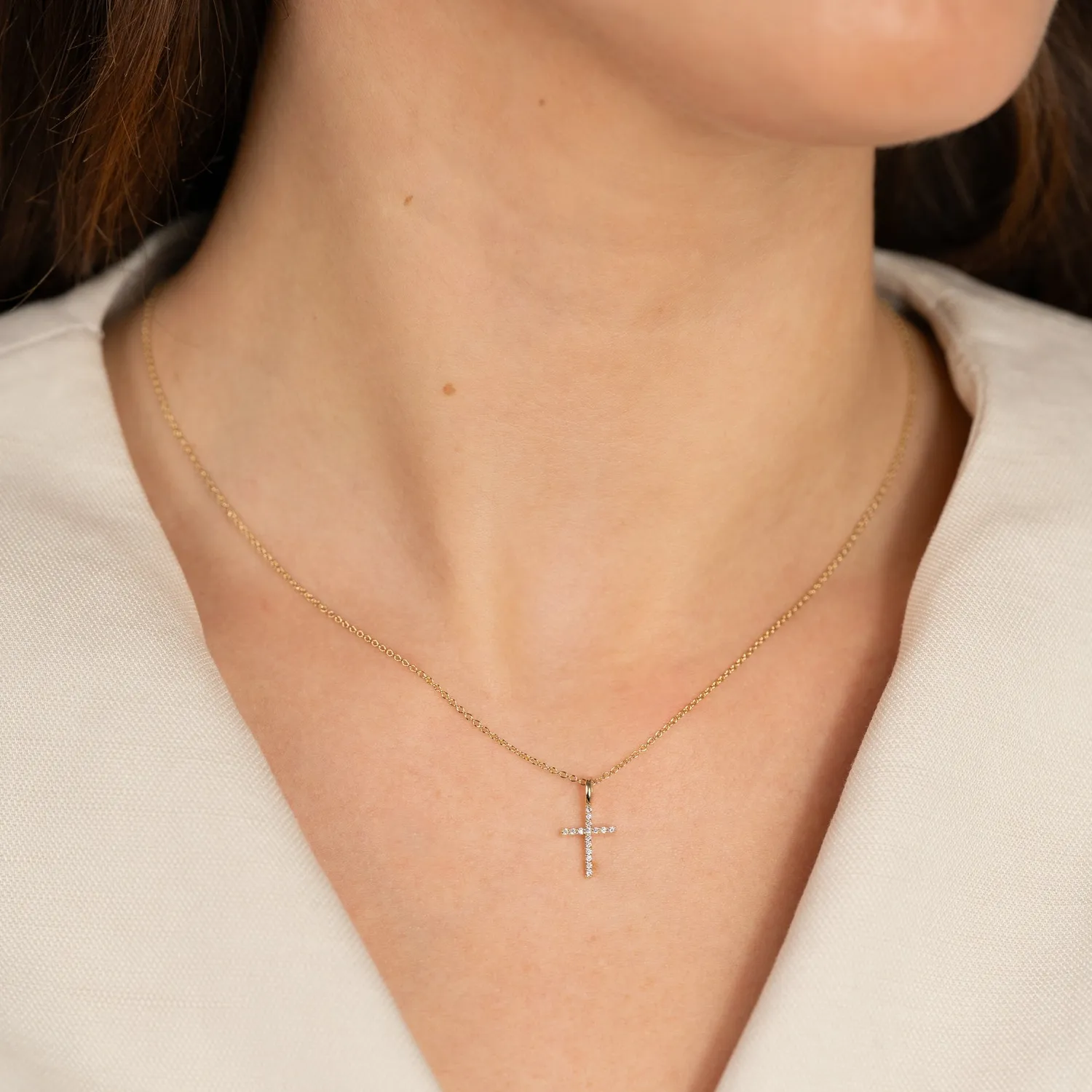 Sisi Copenhagen Cross 0,08 ct vedhæng guld 14 kt lab-diamant