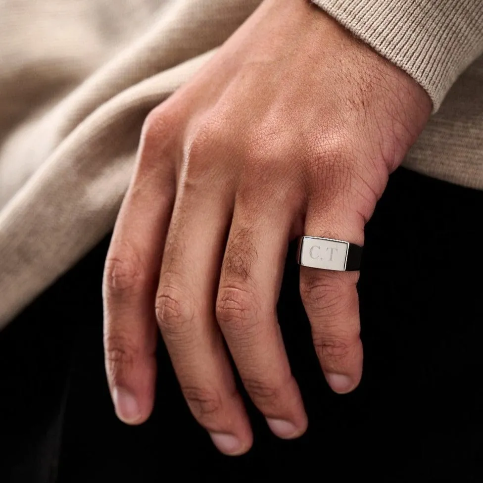 Orelia Chunky Signet ring sølv gravering S/M M/L