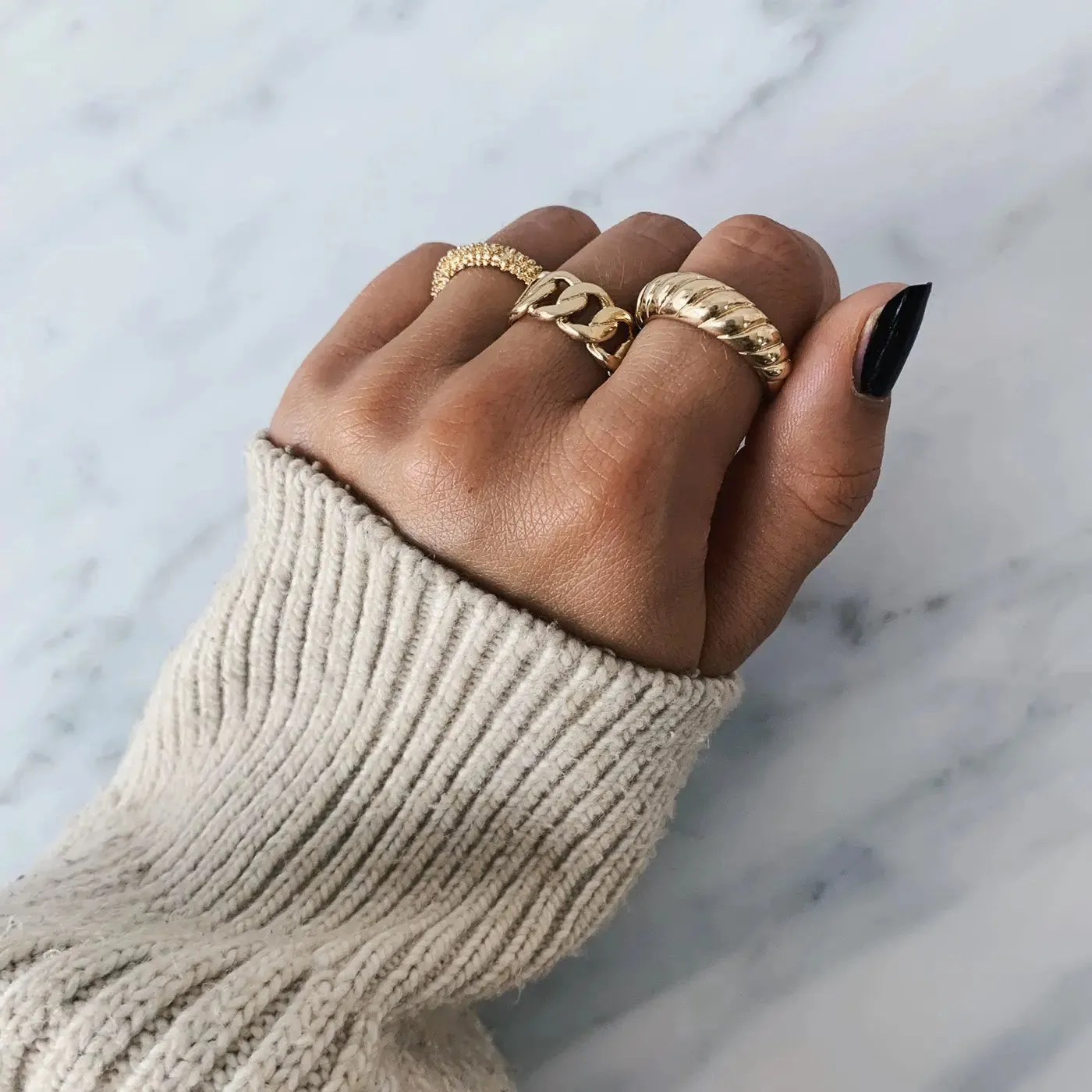 TIMI OF SWEDEN Croissant ring forgyldt str 17,5