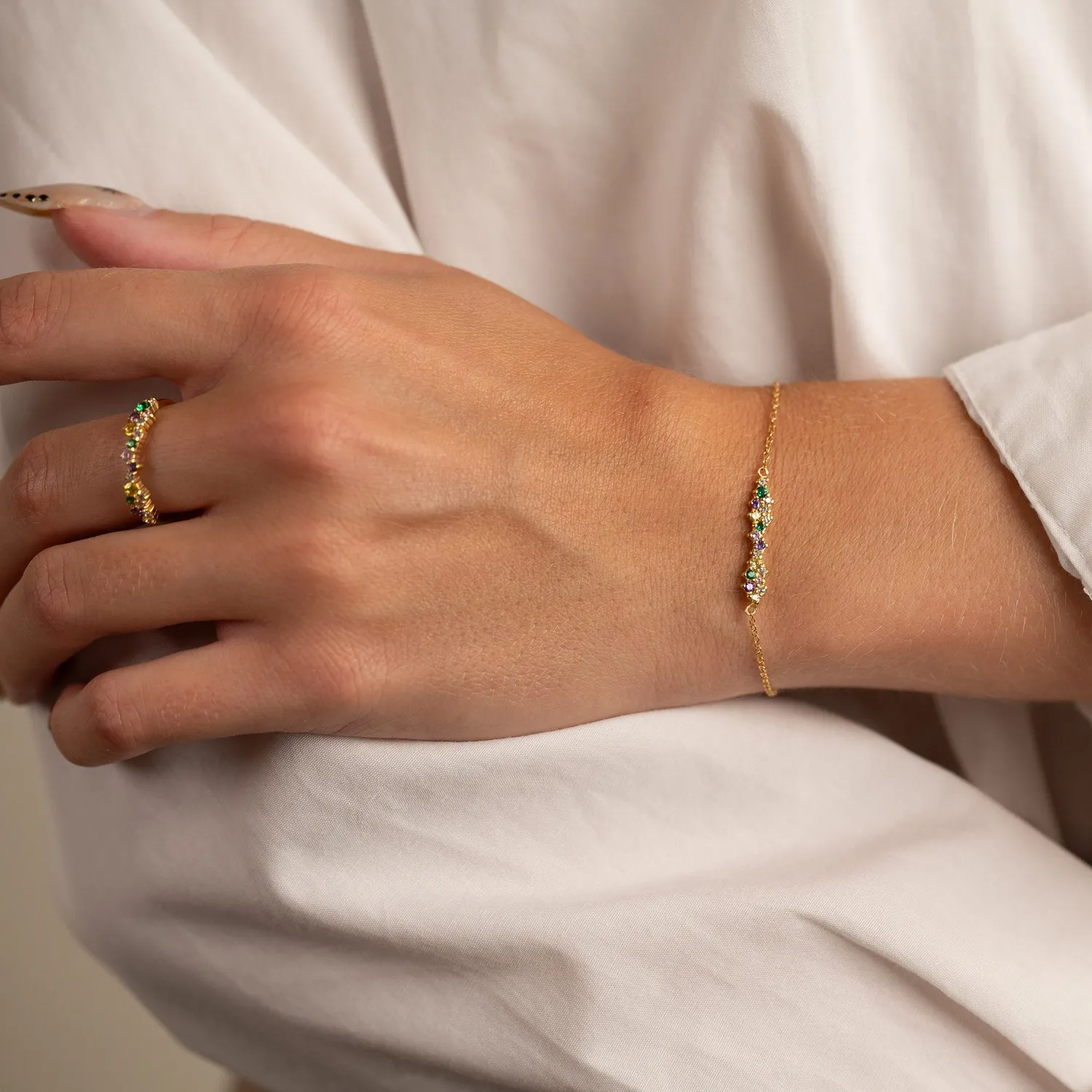 Sisi Copenhagen Clair Rainbow armbånd forgyldt farvet
