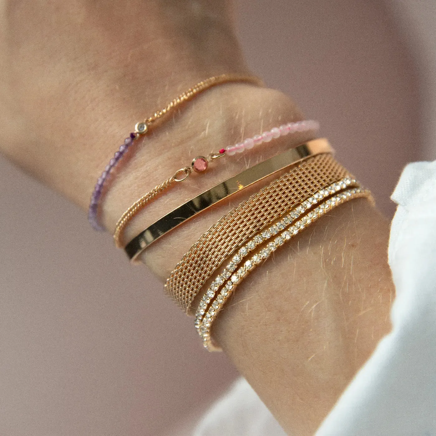 TIMI OF SWEDEN Isa armbånd turmalin 17 cm forgyldt