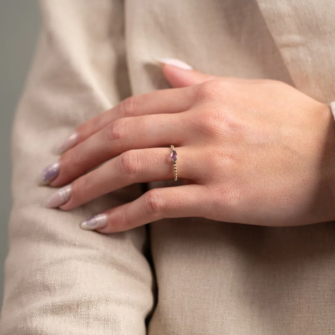 Sisi Copenhagen Ingeborg ring 9 kt guld ametyst marquise