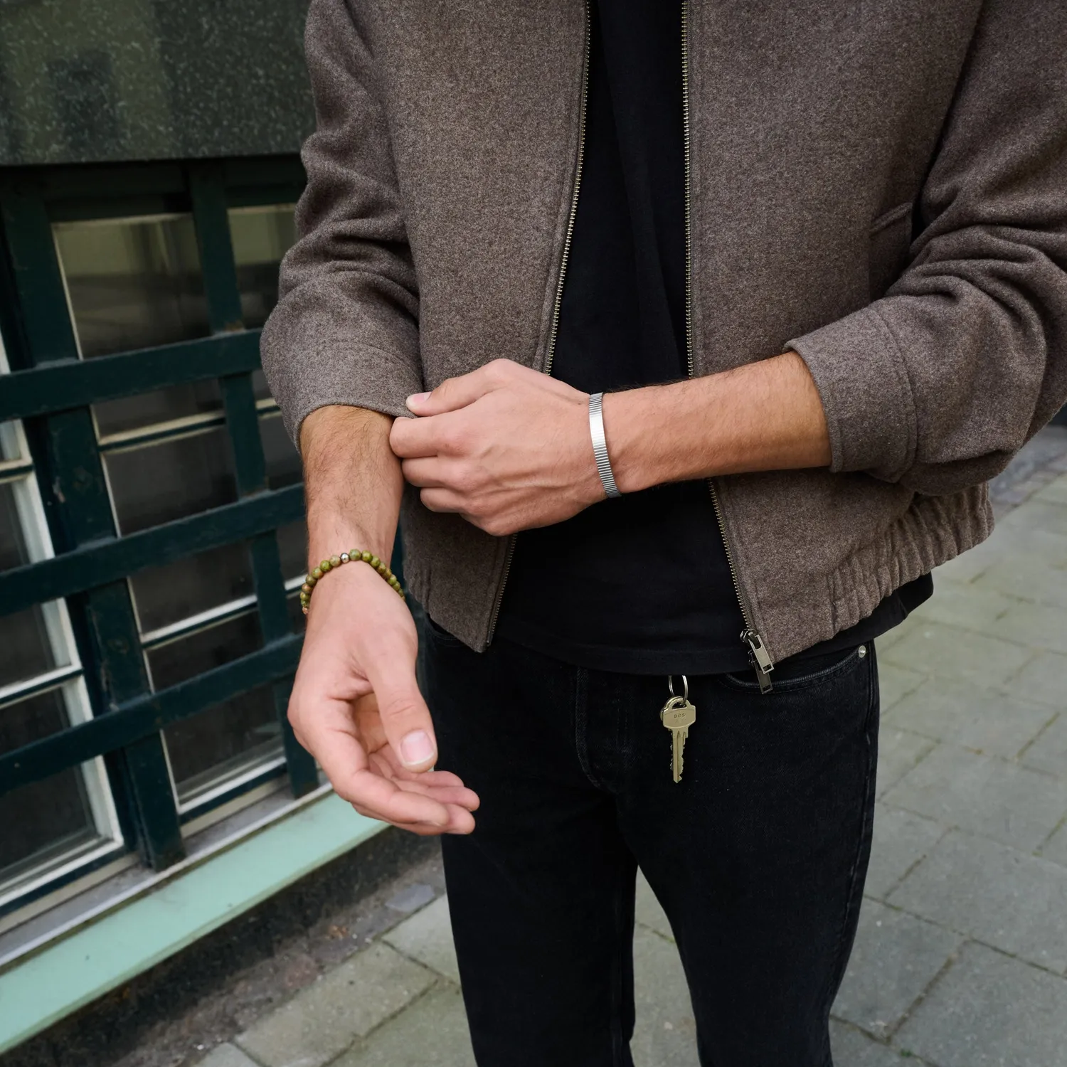 TIMI OF SWEDEN Tage Ribbet Armring Sølv 8 mm