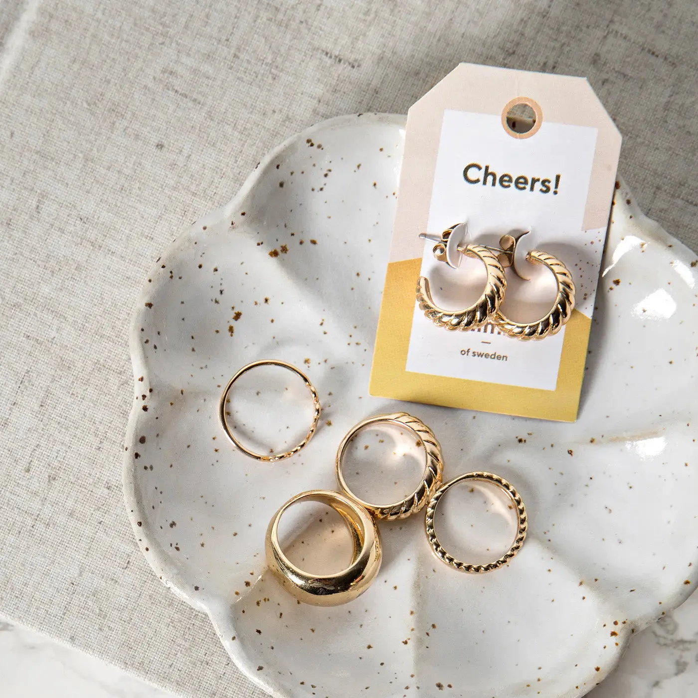 TIMI OF SWEDEN Croissant ring forgyldt str 17,5