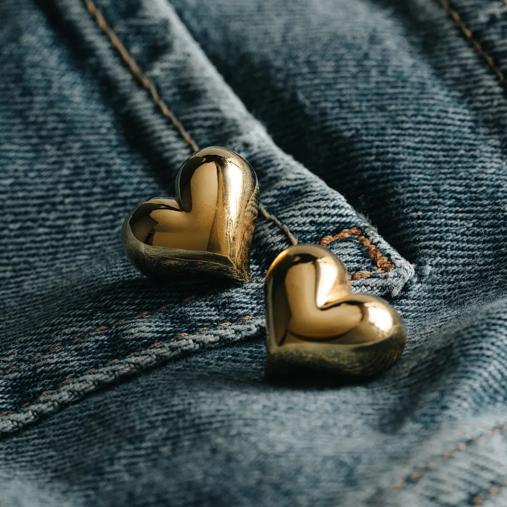 Orelia Statement Voluminous Heart ørestikker guld