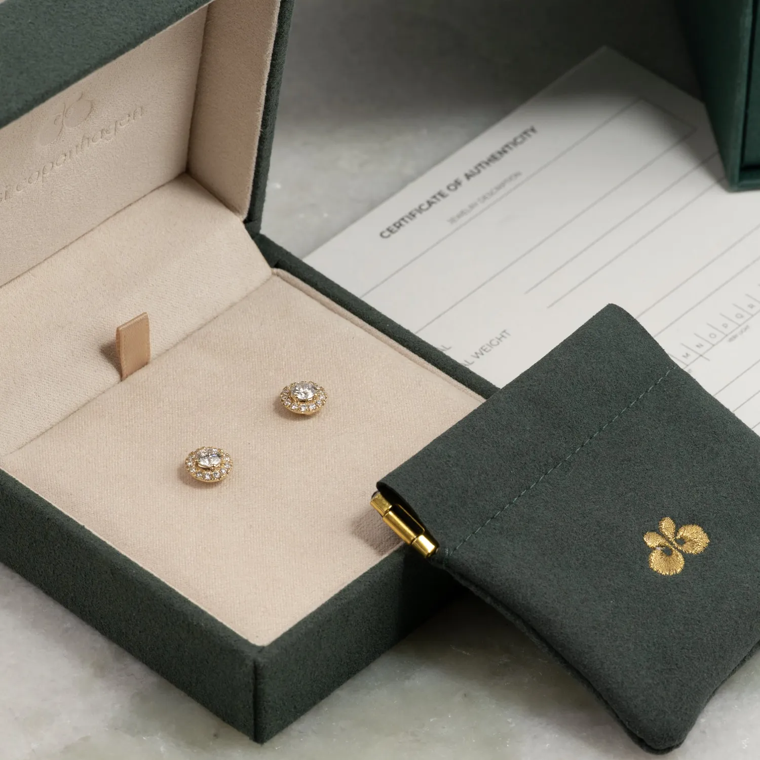 Sisi Copenhagen Halo ørestikker 1,0 ct guld lab-diamant