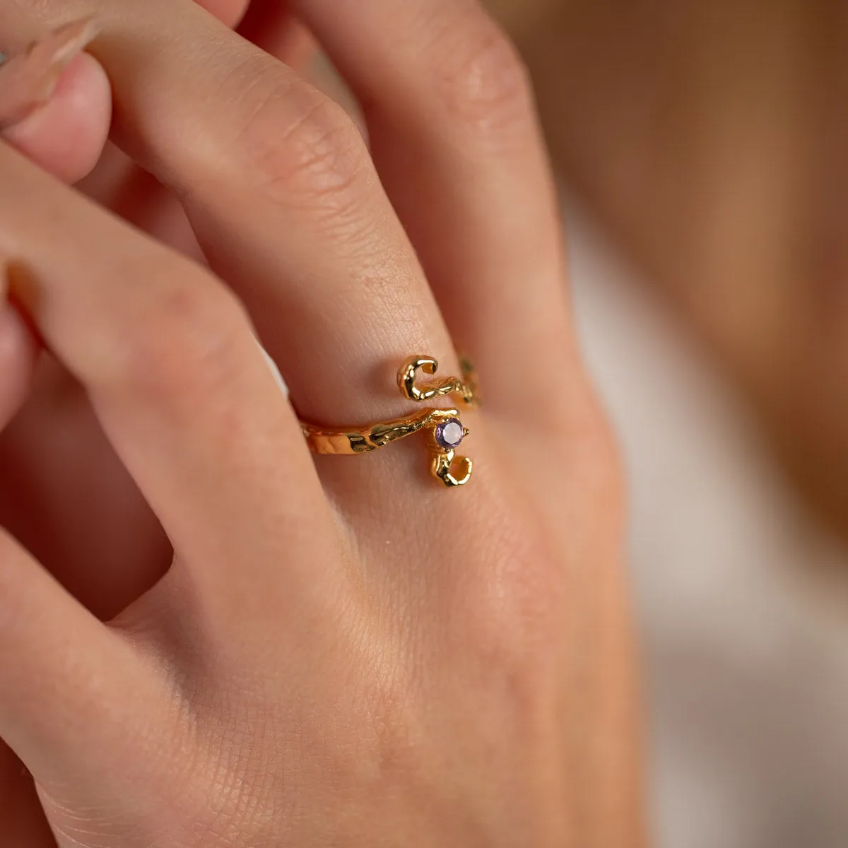 Sisi Copenhagen Aurelia Amethyst ring forgyldt lilla