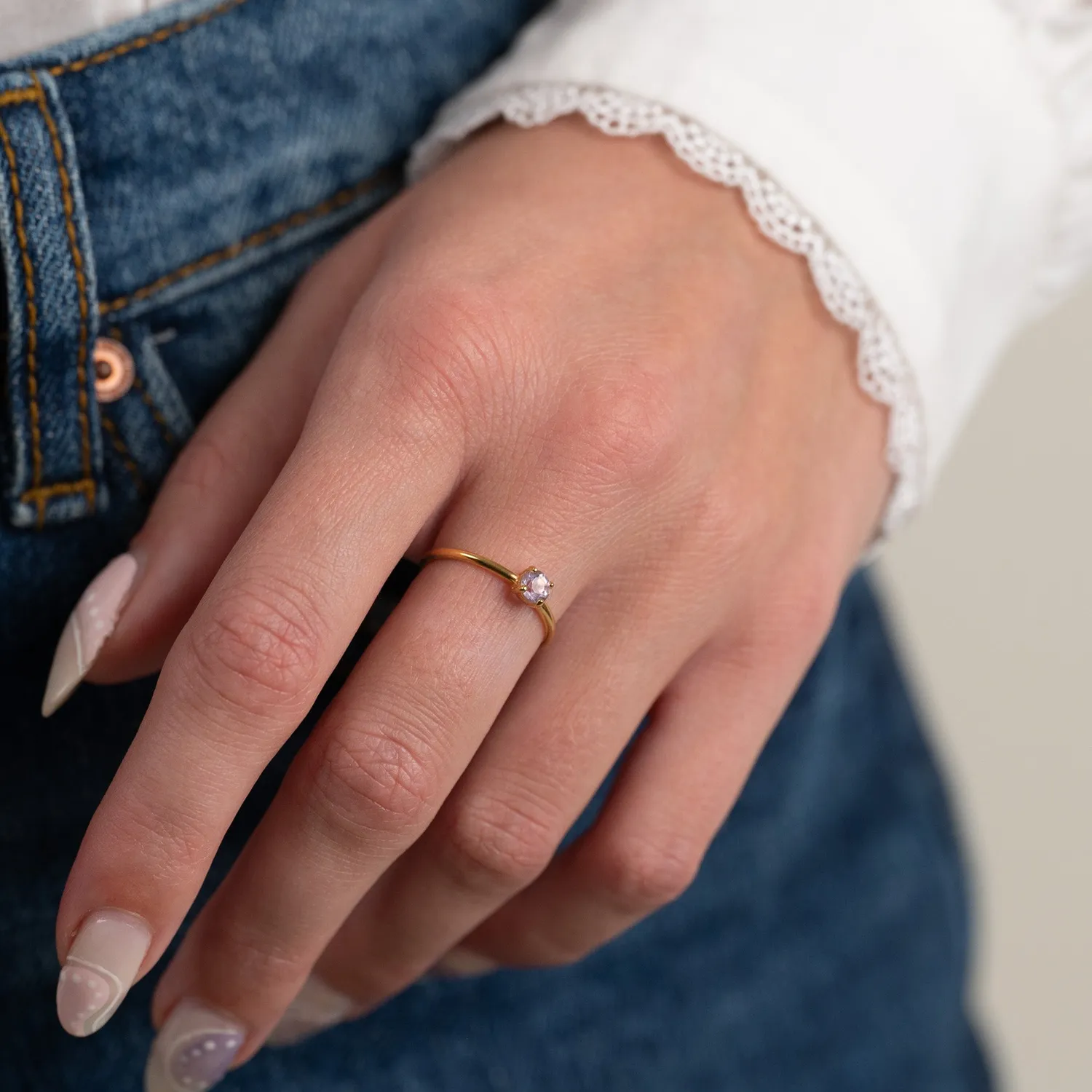 Sisi Copenhagen Gemma Purple Amethyst ring forgyldt lilla