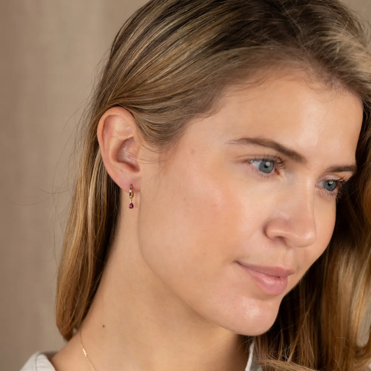 Sisi Copenhagen Paula Pink Topaz øreringe massivt guld 1 par