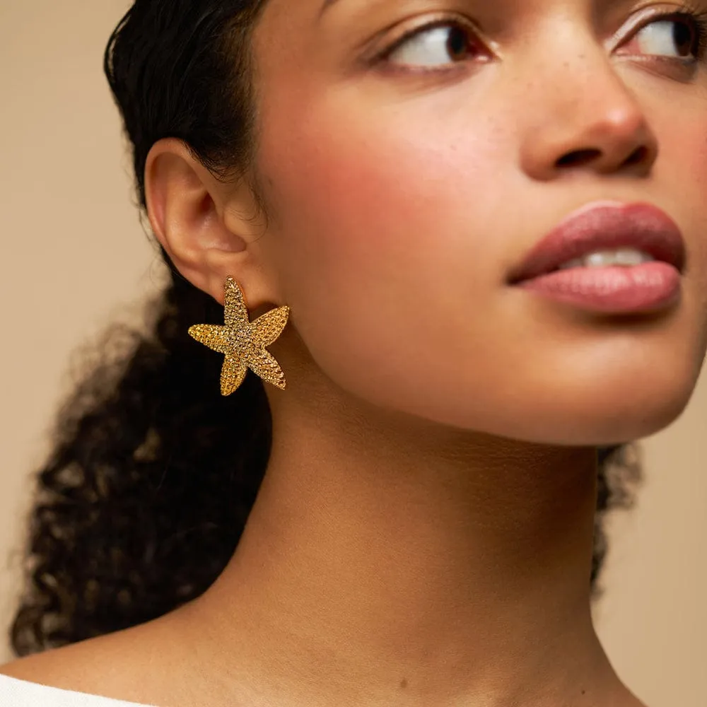 Orelia Statement Textured Starfish Stud øreringe guld