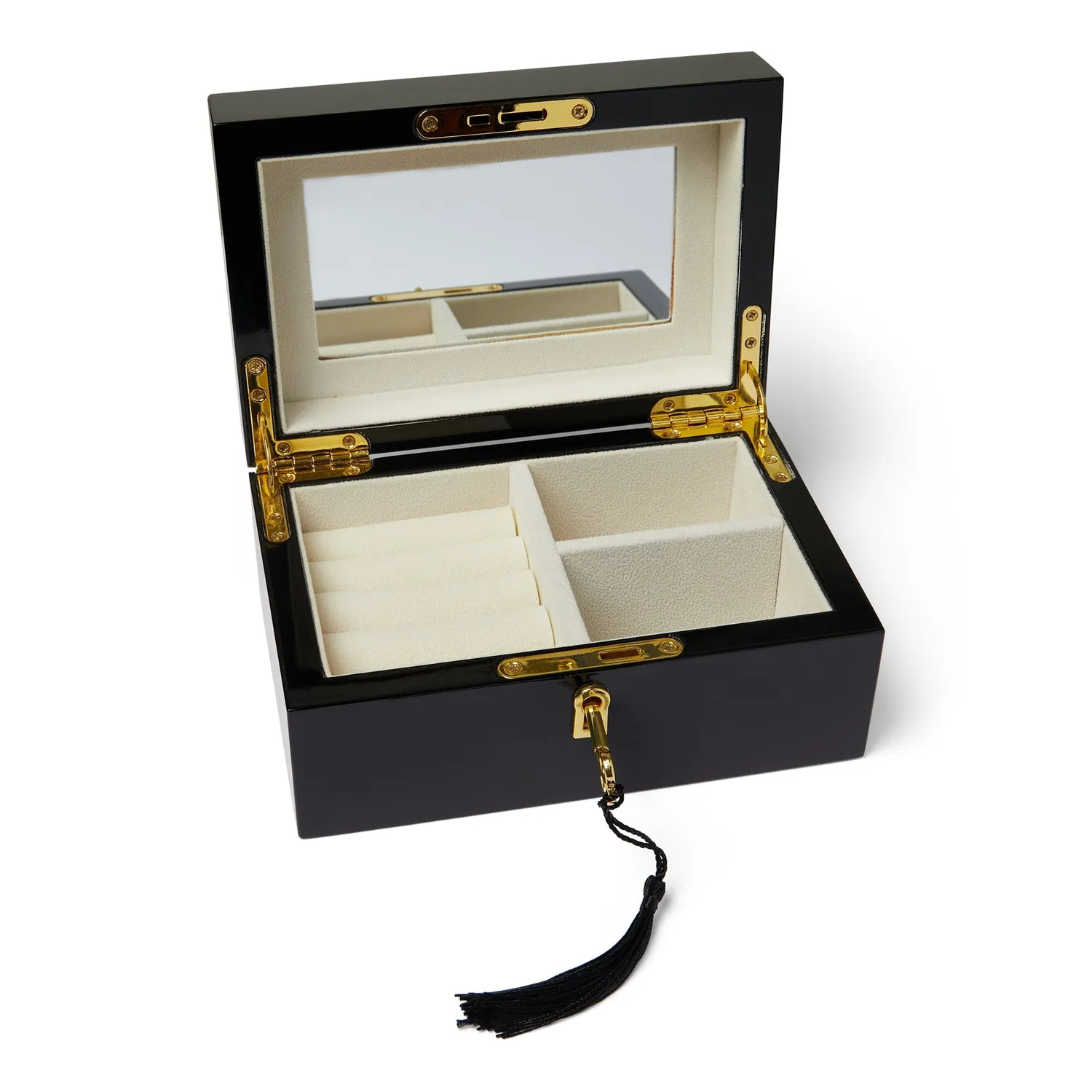 Orelia Black Lacquered smykkeskrin sort med spejl