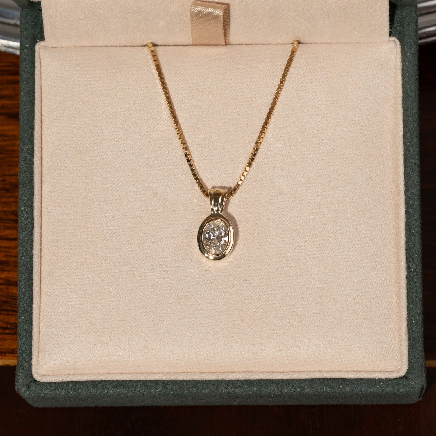Sisi Copenhagen Lineage Bezel oval lab-diamantvedhæng 0,75 ct guld