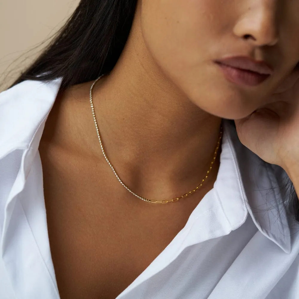 Orelia Asymmetric Crystal Chain halskæde guld